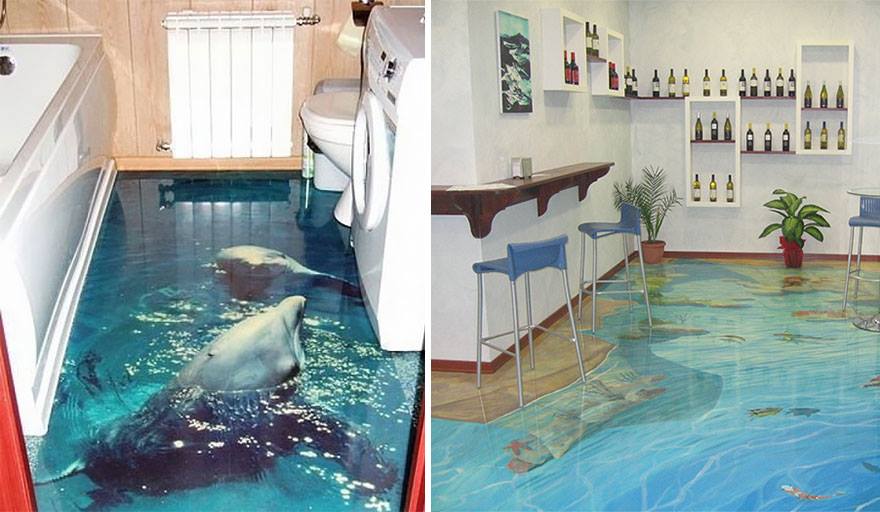 3d epoxy floor dolphin and ocean