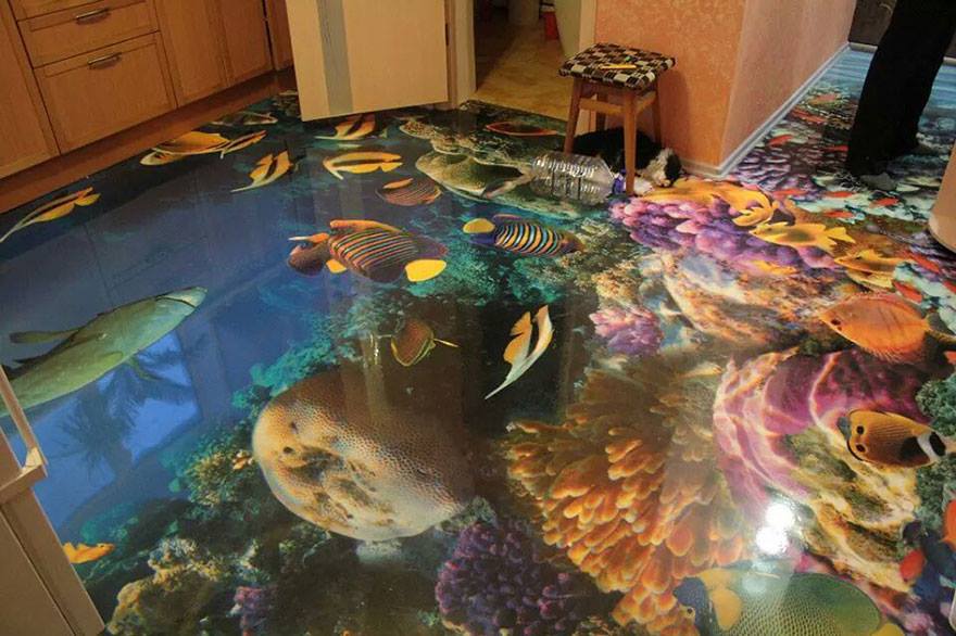 3d epoxy floor kitchen reef