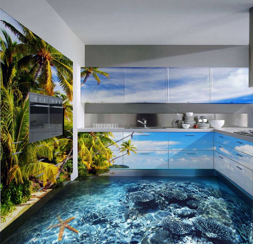 3d epoxy floor reef kitchen